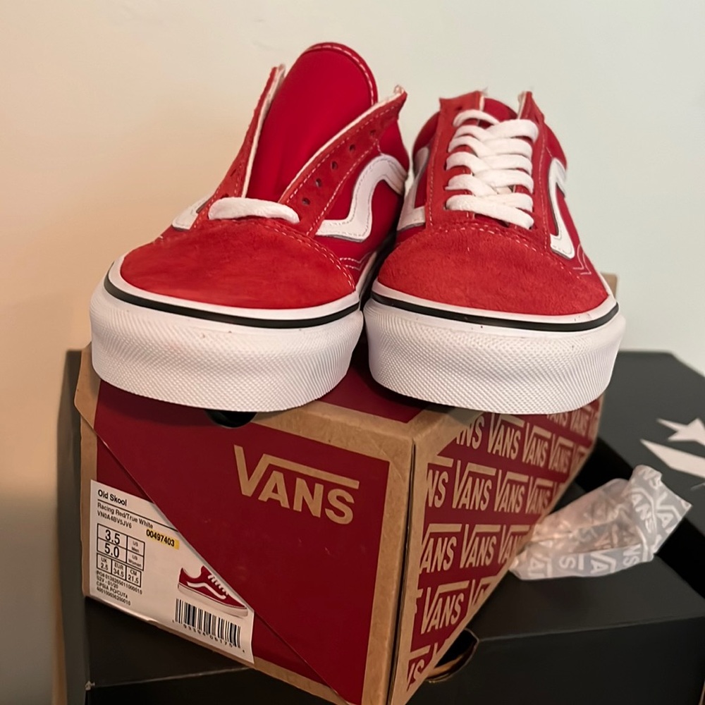 Size 5 red vans old skool